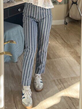 Brandy Melville Blue Striped Ankle Pants